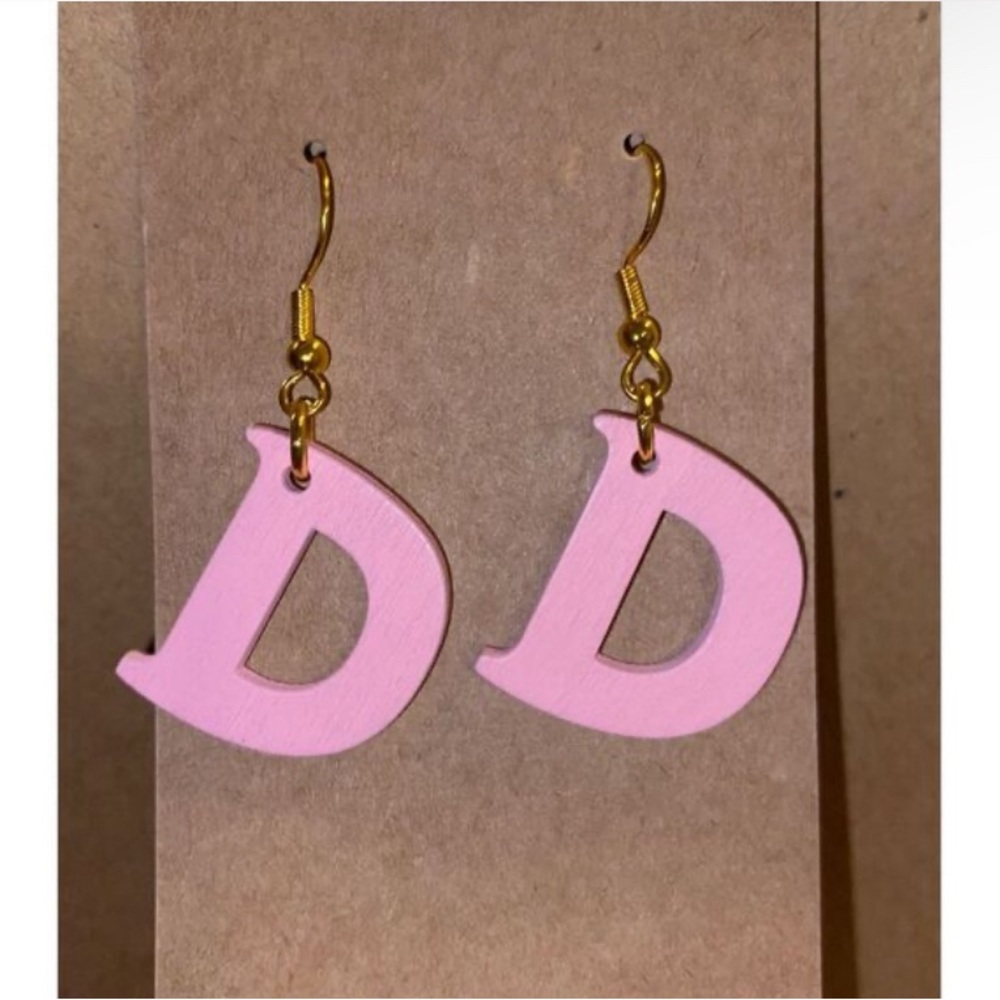 ☀️3/$12☀️ Letter “D” Earrings with Sterling Silver Hooks.